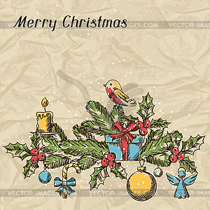 Merry Christmas invitation card template - vector clip art