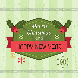 Merry Christmas and Happy New Year invitation card - vector image