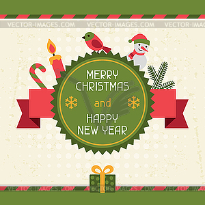 Merry Christmas and Happy New Year invitation card - vector clipart