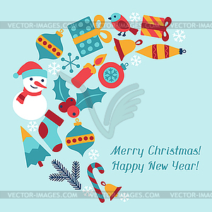 Merry Christmas and Happy New Year invitation card - vector clipart