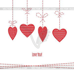 Valentine`s card with hearts - vector image