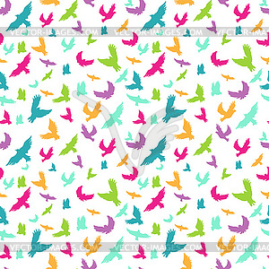 Birds in seamless pattern - color vector clipart