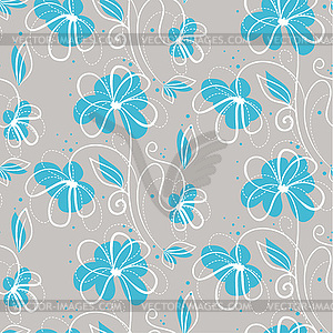 Seamless floral pattern - color vector clipart