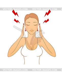 Woman with headache - vector clip art