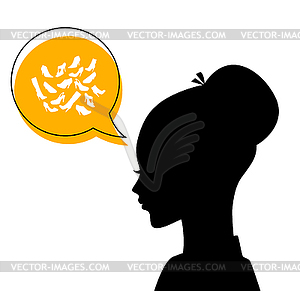 Woman`s head with shoes icons - vector image