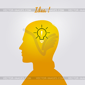 Man`s head with bulb - vector image