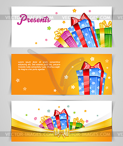 Set of colorful gift boxes with bows - vector clipart