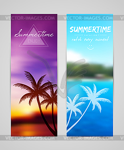 Palm silhouettes cards - royalty-free vector clipart