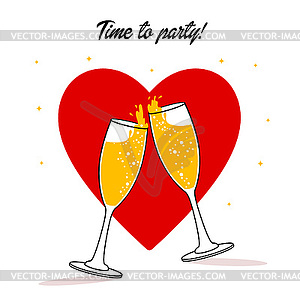 Two Glasses of champagne - vector clipart