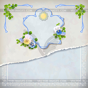 Shabby chic vintage wedding floral invitation - vector clip art