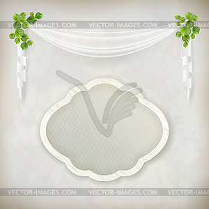 Blank signboard on marble wall background - vector image