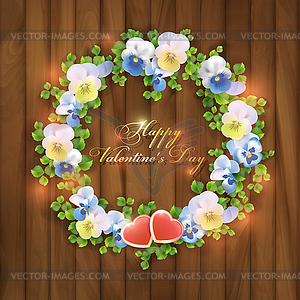 Happy Valentine`s Day floral greeting card - vector image