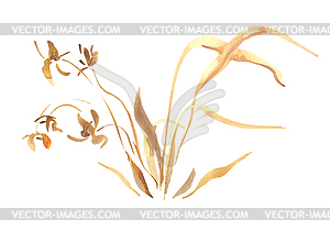 Wild Orchid Flower Watercolor Painting - vector clipart