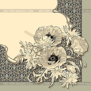 Vintage Floral Invitation Card - vector clip art