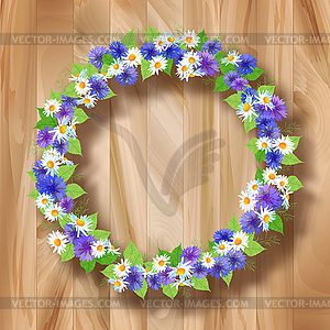 Flowers Wreath Greeting Card - vector clipart