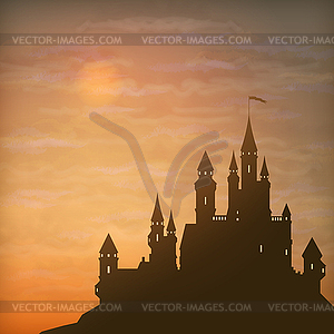 Fantasy Castle Moonlight Sky - vector image