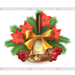 Christmas time composition with bell - vector image