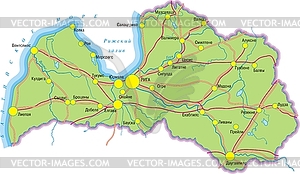 Map of Latvia - color vector clipart