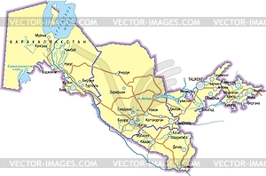 Map of Uzbekistan - color vector clipart