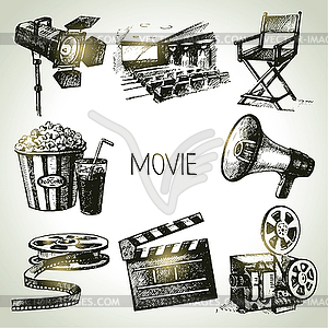 Movie and film set. vintage s - vector clipart