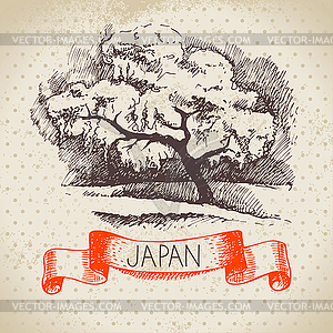 Japanese . Sketch background - color vector clipart