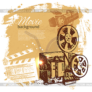 Movie background with sketch - vector clipart