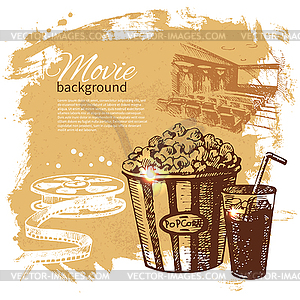 Movie background with sketch - vector clip art