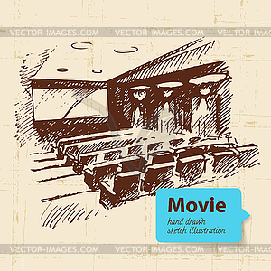 Movie . Sketch background - vector image