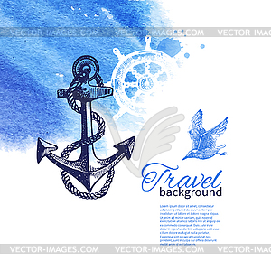 Travel vintage background. Sea nautical design. - vector image