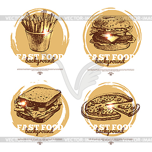 Banners of fast food sketch design. s. Sp - vector clipart / vector image
