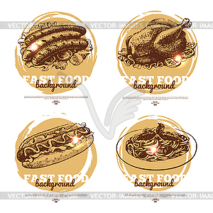 Banners of fast food sketch design. s. Sp - vector image