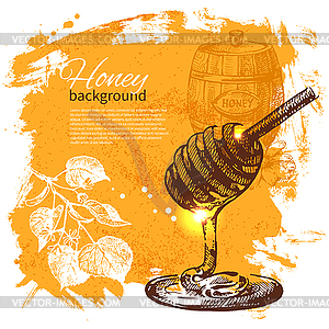 Honey background with sketch - vector clip art