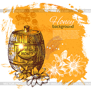 Honey background with sketch - vector clipart