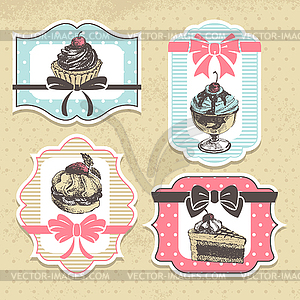 Set of vintage bakery labels. Vintage frames with - color vector clipart