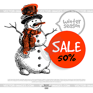 Christmas background with and sale banne - vector clipart