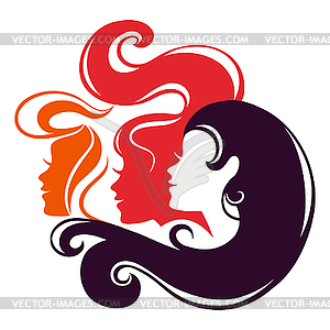 Beautiful girl silhouettes - vector image