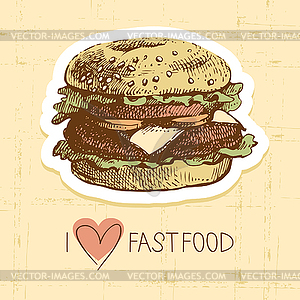 Vintage fast food background. . Menu desi - vector image