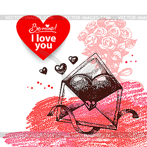 Valentine`s Day vintage background - vector EPS clipart