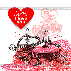 День святого Валентина старинный фон - векторная иллюстрация