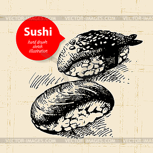 Sushi . Sketch background - vector clipart