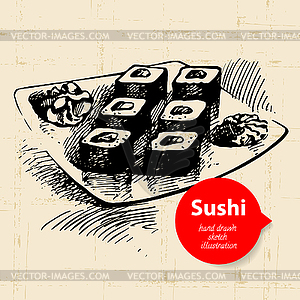 Sushi . Sketch background - vector image