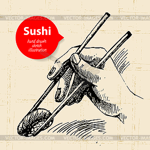 Sushi . Sketch background - vector clip art