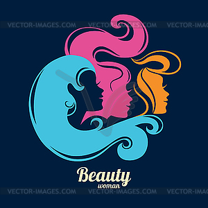 Beautiful girl silhouettes - vector image