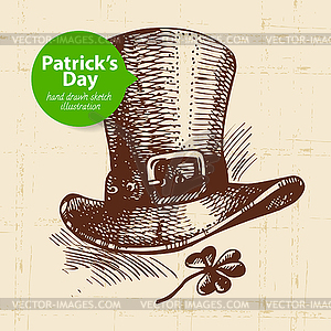 St. Patrick’s Day background with sketch illustrati - color vector clipart