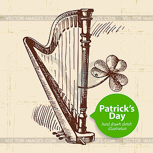 St. Patrick’s Day background with sketch illustrati - vector image