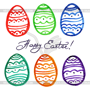 Easter watercolor eggs - vector image