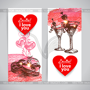 Set of Valentine`s Day banners. s - color vector clipart