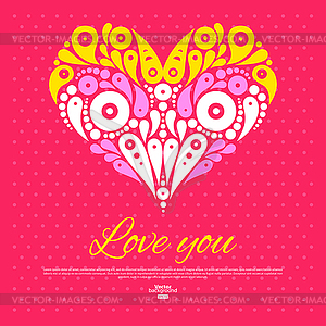 Valentine`s Day card with decorative stylish - vector clipart