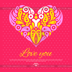 Valentine`s Day card with decorative stylish - color vector clipart