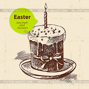 Vintage Easter background with sketch - vector clip art